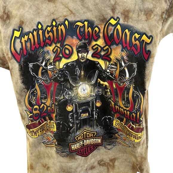 Mens Harley-Davidson 2022 Myrtle Beach Graphic T-Shirt Sz S Biker Tie Dyed - Picture 2 of 9